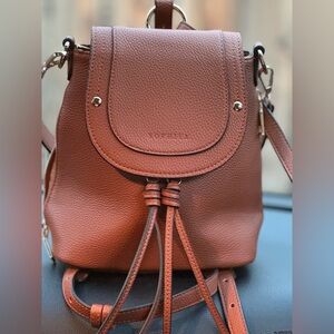 Sophiya | Zoe Convertible Small Backpack | Cognac Brown | Vegan Leather